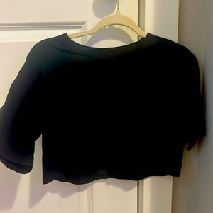 Black flowy cropped shirt